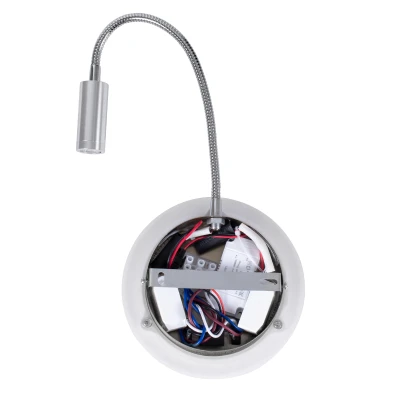 Επιτοίχια απλίκα ανάγνωσης kelvo® GOOSE LED 6W 600lm 36° & 360° με φορτιστή USB 3A φυσικό λευκό 4500K νίκελ βούρτσας 15.5x15x30.5cm