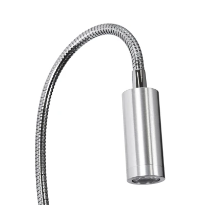 Επιτοίχια απλίκα ανάγνωσης kelvo® GOOSE LED 6W 600lm 36° & 360° με φορτιστή USB 3A φυσικό λευκό 4500K νίκελ βούρτσας 15.5x15x30.5cm