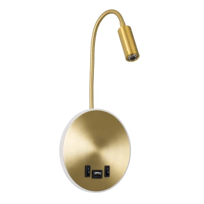 Επιτοίχια απλίκα ανάγνωσης με USB φορτιστή kelvo® GOOSE LED 6W 600lm 36° & 360° AC 220-240V IP20 φυσικό λευκό 4500K χρυσό 15.5x15x30.5cm Επιτοίχια απλίκα ανάγνωσης με USB φορτιστή kelvo® GOOSE LED 6W 600lm 36° & 360° AC 220-240V IP20 φυσικό λευκό 4500K χρυσό 15.5x15x30.5cm