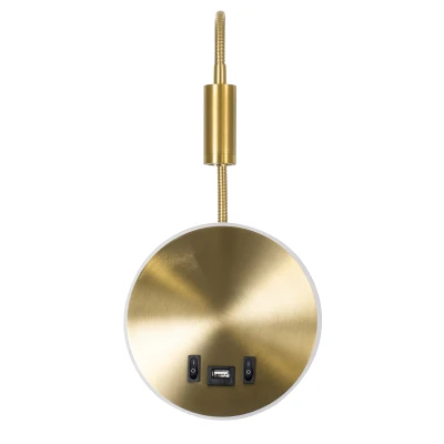 Επιτοίχια απλίκα ανάγνωσης με USB φορτιστή kelvo® GOOSE LED 6W 600lm 36° & 360° AC 220-240V IP20 φυσικό λευκό 4500K χρυσό 15.5x15x30.5cm Επιτοίχια απλίκα ανάγνωσης με USB φορτιστή kelvo® GOOSE LED 6W 600lm 36° & 360° AC 220-240V IP20 φυσικό λευκό 4500K χρυσό 15.5x15x30.5cm