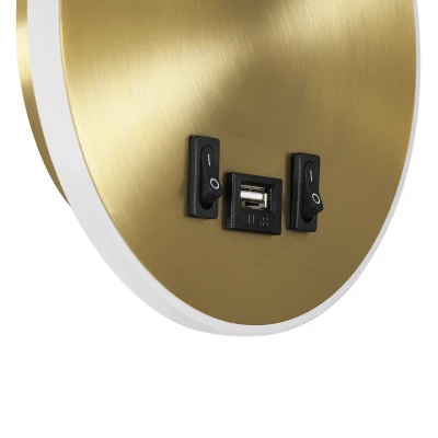 Επιτοίχια απλίκα ανάγνωσης με USB φορτιστή kelvo® GOOSE LED 6W 600lm 36° & 360° AC 220-240V IP20 φυσικό λευκό 4500K χρυσό 15.5x15x30.5cm Επιτοίχια απλίκα ανάγνωσης με USB φορτιστή kelvo® GOOSE LED 6W 600lm 36° & 360° AC 220-240V IP20 φυσικό λευκό 4500K χρυσό 15.5x15x30.5cm
