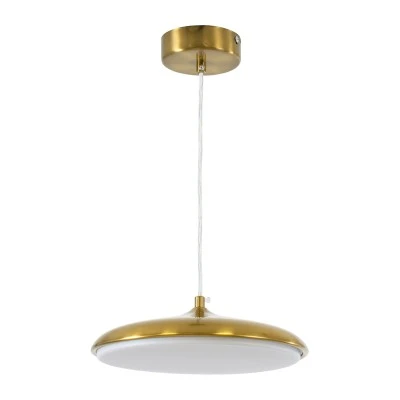 GloboStar® BARON 60886 Κρεμαστή Πλαφονιέρα Οροφής LED CCT 12W 1440lm 120° AC 220-240V - Εναλλαγή Φωτισμού μέσω Διακόπτη On/Off All In One Ψυχρό 6000k+Φυσικό 4500k+Θερμό 2700k Φ25 x Υ8cm - Χρυσό Πλατίνα - 3 Years Warranty