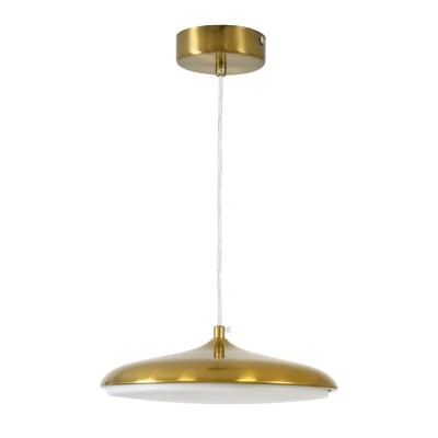 GloboStar® BARON 60886 Κρεμαστή Πλαφονιέρα Οροφής LED CCT 12W 1440lm 120° AC 220-240V - Εναλλαγή Φωτισμού μέσω Διακόπτη On/Off All In One Ψυχρό 6000k+Φυσικό 4500k+Θερμό 2700k Φ25 x Υ8cm - Χρυσό Πλατίνα - 3 Years Warranty