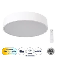 Πλαφονιέρα Οροφής LED BURTON CCT 67W 7370lm 120° AC 220-240V - Εναλλαγή Φωτισμού μέσω Τηλεχειριστηρίου All In One - Λευκό 