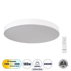 Πλαφονιέρα Οροφής LED BURTON CCT 100W 11020lm 120° AC 220-240V - Εναλλαγή Φωτισμού μέσω Τηλεχειριστηρίου All In One- Λευκό