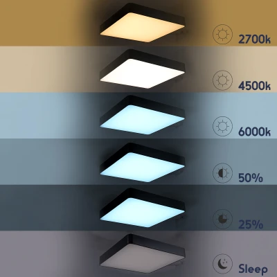 Μοντέρνο φωτιστικό οροφής KAMALA LED 100W 11020lm 120° AC 220-240V IP20 ρυθμιζόμενο λευκό CCT με χειριστήριο μαύρο ματ 80x80x8cm