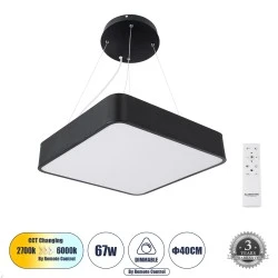 Κρεμαστή Πλαφονιέρα KAMALA LED CCT 67W 7370lm 120° AC 220-240V - Εναλλαγή Φωτισμού μέσω Τηλεχειριστηρίου All In One -Μαύρο 