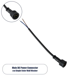 Ταχυσύνδεσμος τροφοδοσίας για μονόχρωμα Wall Washer IP65 με 2 καλώδια +/- σε Power Connector 2 PIN Male μαύρο