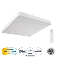 Μοντέρνο φωτιστικό οροφής KAMALA LED 100W 11020lm AC 220-240V IP20 80cm ρυθμιζόμενο λευκό CCT με χειριστήριο λευκό ματ 80x80x8cm