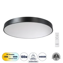 Πλαφονιέρα Οροφής LED BURTON CCT 100W 11020lm 120° AC 220-240V - Εναλλαγή Φωτισμού μέσω Τηλεχειριστηρίου All In One - Μαύρο