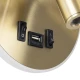 GloboStar® LADY-R 60940 Μοντέρνο Φωτιστικό Τοίχου - Απλίκα Ξενοδοχείου Bed Side LED 6W 600lm 36° & 360° AC 220-240V - Reading Light & 360° Κρυφός Φωτισμός - Φορτιστής USB 3A - Φ15 x Υ7cm - Φυσικό Λευκό 4500K - Χρυσό Βούρτσας