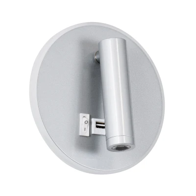 Επιτοίχιο φωτιστικό LED kelvo® JERSEY reading light με φορτιστή USB 10W 1380lm φυσικό λευκό 4500K νίκελ βούρτσας 14.5x14.5x6cm