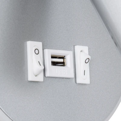 Επιτοίχιο φωτιστικό LED kelvo® JERSEY reading light με φορτιστή USB 10W 1380lm φυσικό λευκό 4500K νίκελ βούρτσας 14.5x14.5x6cm