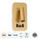 Επιτοίχια απλίκα LED kelvo® LADY-O με φορτιστή USB 10W 1000lm φυσικό λευκό 4500K χρυσό βούρτσας 10.5x10x18.5cm GloboStar® LADY-O 61366 Μοντέρνο Φωτιστικό Τοίχου - Απλίκα Ξενοδοχείου Bed Side LED 10W 1000lm 36° & 360° AC 220-240V - Reading Light & 360° Κρυφός Φωτισμός - Φορτιστής USB 3A - Μ10.5 x Π10 x Υ18.5cm - Φυσικό Λευκό 4500K - Χρυσό Βούρτσας