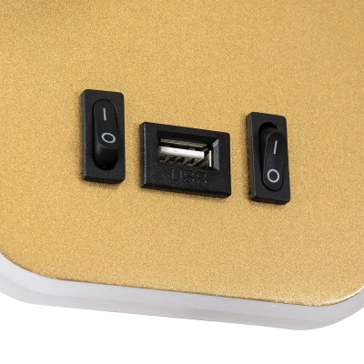 Επιτοίχια απλίκα LED kelvo® LADY-O με φορτιστή USB 10W 1000lm φυσικό λευκό 4500K χρυσό βούρτσας 10.5x10x18.5cm GloboStar® LADY-O 61366 Μοντέρνο Φωτιστικό Τοίχου - Απλίκα Ξενοδοχείου Bed Side LED 10W 1000lm 36° & 360° AC 220-240V - Reading Light & 360° Κρυφός Φωτισμός - Φορτιστής USB 3A - Μ10.5 x Π10 x Υ18.5cm - Φυσικό Λευκό 4500K - Χρυσό Βούρτσας
