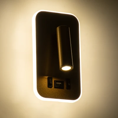 Επιτοίχια απλίκα LED kelvo® LADY-O με φορτιστή USB 10W 1000lm φυσικό λευκό 4500K χρυσό βούρτσας 10.5x10x18.5cm GloboStar® LADY-O 61366 Μοντέρνο Φωτιστικό Τοίχου - Απλίκα Ξενοδοχείου Bed Side LED 10W 1000lm 36° & 360° AC 220-240V - Reading Light & 360° Κρυφός Φωτισμός - Φορτιστής USB 3A - Μ10.5 x Π10 x Υ18.5cm - Φυσικό Λευκό 4500K - Χρυσό Βούρτσας