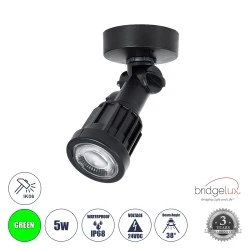Φωτιστικό σποτ κήπου GARDENINI  LED 5W πράσινο χρώμα φωτός 550lm 38° IP68 υψηλής αντοχής ABS IK06 Φ7 x Υ14.5cm Dimmable μαύρο