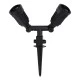 GloboStar® GRASEDO 61614 Καρφωτή Βάση Κήπου με 2 Ντουί E27 για Λάμπες Σποτ PAR38 - Αδιάβροχη IP67 - Υψηλής Αντοχής ABS - VDE Certified - Μ25 x Π7.5 x Υ43.5cm - Μαύρο - 5 Years Warranty