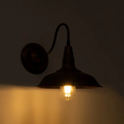 Vintage φωτιστικό τοίχου kelvo® RAY απλίκα με ντουί 1 x E27 AC 220-240V IP20 χάλκινο εφέ σκουριάς 26x37x32cm 01067
