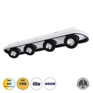 Φωτιστικό Οροφής Linear Design LED NESPO CCT με Κινούμενα Σποτ LED Spot Downlight 48W 5376lm 360° & 45° AC 220-240V - Εναλλαγή Φωτισμού μέσω Διακόπτη On/Off All In One- Μαύρο