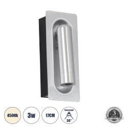 Επιτοίχια απλίκα ανάγνωσης LED kelvo® MANHATTAN 3W 405lm 36° AC 220-240V IP20 φυσικό λευκό 4500K νίκελ βούρτσας 7x7x17cm