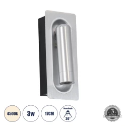 Επιτοίχια απλίκα ανάγνωσης LED kelvo® MANHATTAN 3W 405lm 36° AC 220-240V IP20 φυσικό λευκό 4500K νίκελ βούρτσας 7x7x17cm