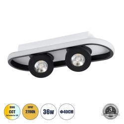 Φωτιστικό Οροφής Linear Design LED NESPO  CCT με Κινούμενα Σποτ LED Spot Downlight 36W 4032lm 360° & 45° AC 220-240V - Εναλλαγή Φωτισμού μέσω Διακόπτη On/Off All In One - Μαύρο