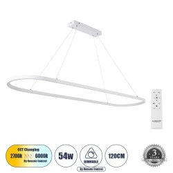 Κρεμαστό φωτιστικό BOLIVAR LED CCT 54W 6210lm δέσμης 300° με δυνατότητα εναλλαγής φωτισμού μέσω τηλεχειριστηρίου Μ120 x Π30 x Υ2cm