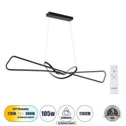 Κρεμαστό φωτιστικό τύπου κόμπος DOLORES LED CCT 105W 11760lm 300°με ρύθμιση φωτός μέσω τηλεχειριστηρίου All In One Dimmable σε μαύρο χρώμα Κρεμαστό φωτιστικό τύπου κόμπος DOLORES LED CCT 105W 11760lm 300°με ρύθμιση φωτός μέσω τηλεχειριστηρίου All In One Dimmable σε μαύρο χρώμα