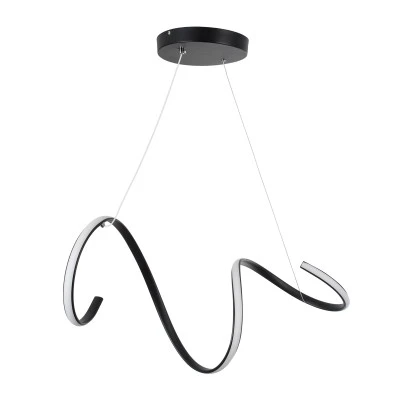GloboStar® SPIRALE 61283 Κρεμαστό Φωτιστικό Οροφής Design LED CCT 75W 8400lm 300° AC 220-240V - Εναλλαγή Φωτισμού μέσω Τηλεχειριστηρίου All In One Ψυχρό 6000k+Φυσικό 4500k+Θερμό 2700k Dimmable Μ72 x Π25 x Υ30cm - Μαύρο - 3 Years Warranty