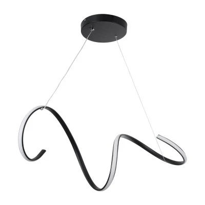 GloboStar® SPIRALE 61283 Κρεμαστό Φωτιστικό Οροφής Design LED CCT 75W 8400lm 300° AC 220-240V - Εναλλαγή Φωτισμού μέσω Τηλεχειριστηρίου All In One Ψυχρό 6000k+Φυσικό 4500k+Θερμό 2700k Dimmable Μ72 x Π25 x Υ30cm - Μαύρο - 3 Years Warranty