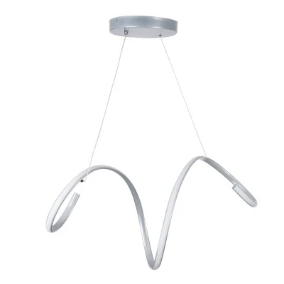 GloboStar® SPIRALE 61285 Κρεμαστό Φωτιστικό Οροφής Design LED CCT 75W 8400lm 300° AC 220-240V - Εναλλαγή Φωτισμού μέσω Τηλεχειριστηρίου All In One Ψυχρό 6000k+Φυσικό 4500k+Θερμό 2700k Dimmable Μ72 x Π25 x Υ30cm - Νίκελ Ασημί Βούρτσας - 3 Years Warranty