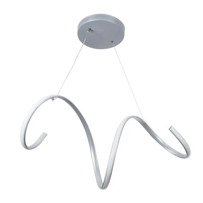 GloboStar® SPIRALE 61285 Κρεμαστό Φωτιστικό Οροφής Design LED CCT 75W 8400lm 300° AC 220-240V - Εναλλαγή Φωτισμού μέσω Τηλεχειριστηρίου All In One Ψυχρό 6000k+Φυσικό 4500k+Θερμό 2700k Dimmable Μ72 x Π25 x Υ30cm - Νίκελ Ασημί Βούρτσας - 3 Years Warranty