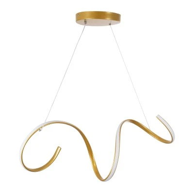 GloboStar® SPIRALE 61286 Κρεμαστό Φωτιστικό Οροφής Design LED CCT 75W 8400lm 300° AC 220-240V - Εναλλαγή Φωτισμού μέσω Τηλεχειριστηρίου All In One Ψυχρό 6000k+Φυσικό 4500k+Θερμό 2700k Dimmable Μ72 x Π25 x Υ30cm - Χρυσό Βούρτσας - 3 Years Warranty
