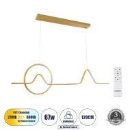 Κρεμαστό Φωτιστικό WINDY LED 67W 7504lm CCT Dimmable – Χρυσό Βούρτσας, Τηλεχειριστήριο, 2700K-4500K-6000K