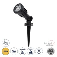 Φωτιστικό κήπου καρφωτό GARDENINI LED 5W θερμό λευκό 2700K dimmable 650lm 38° DC 24V ABS IK06 Φ5.5xΥ13.5cm μαύρο IP68