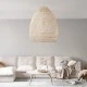 GloboStar® MALIBU 01811 Boho Κρεμαστό Φωτιστικό Καμπάνα Μονόφωτο 1 x E27 IP20 Μπεζ Ξύλο - Μ76 x Π76 x Υ100cm