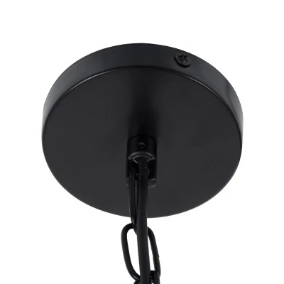 GloboStar® MERLIN 00865 Vintage Κρεμαστό Φωτιστικό Πλέγμα Τρίφωτο 3 x E14 IP20 Μαύρο Μέταλλο με Μπεζ Σχοινί - Μ28 x Π28 x Υ40cm