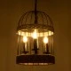 GloboStar® MERLIN 00865 Vintage Κρεμαστό Φωτιστικό Πλέγμα Τρίφωτο 3 x E14 IP20 Μαύρο Μέταλλο με Μπεζ Σχοινί - Μ28 x Π28 x Υ40cm