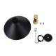 GloboStar® CALYPSO 01334-A Μοντέρνο Κρεμαστό Φωτιστικό Καμπάνα Μονόφωτο 1 x E27 IP20 Μαύρο & Χρυσό Μέταλλο με Μπεζ Ξύλο - Μ36 x Π36 x Υ30cm