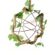GloboStar® BRADLEY 01661 Vintage Κρεμαστό Φωτιστικό Πλέγμα Μονόφωτο 1 x E27 IP20 Μπεζ Σχοινί, Πράσινο Πλαστικό με Χάλκινο Μέταλλο - Μ42 x Π42 x Y42cm