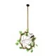 GloboStar® BRADLEY 01661 Vintage Κρεμαστό Φωτιστικό Πλέγμα Μονόφωτο 1 x E27 IP20 Μπεζ Σχοινί, Πράσινο Πλαστικό με Χάλκινο Μέταλλο - Μ42 x Π42 x Y42cm