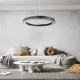 GloboStar® RA 61198 Κρεμαστό Φωτιστικό Δαχτυλίδι-Κύκλος LED CCT 100W 11020lm 120° AC 220-240V - Εναλλαγή Φωτισμού μέσω Τηλεχειριστηρίου All In One Ψυχρό 6000k+Φυσικό 4500k+Θερμό 2700k Dimmable Φ120cm - Μαύρο - 3 Years Warranty
