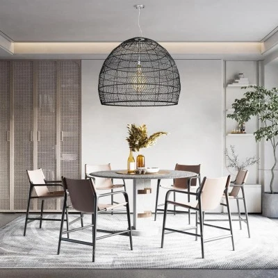 Boho κρεμαστό φωτιστικό MALIBU μονόφωτο μαύρο ξύλινο Bamboo Φ97xY86cm 1 x E27 AC 220-240V