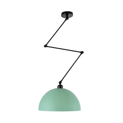Μοντέρνο φωτιστικό οροφής μονόφωτο LOTUS GREEN τιρκουάζ ματ μεταλλικό καμπάνα με μεταλλικό πλέγμα E27 IP20 βάση & ανάρτηση μαύρη Φ30xΥ21 ανάρτηση 105cm