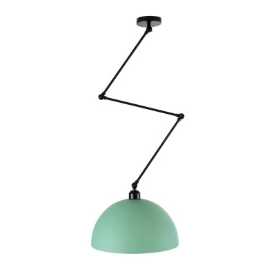 Μοντέρνο φωτιστικό οροφής μονόφωτο LOTUS GREEN τιρκουάζ ματ μεταλλικό καμπάνα με μεταλλικό πλέγμα E27 IP20 βάση & ανάρτηση μαύρη Φ30xΥ21 ανάρτηση 105cm