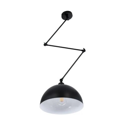 Μοντέρνο φωτιστικό οροφής μονόφωτο LOTUS BLACK μαύρο ματ μεταλλικό καμπάνα 1xE27 IP20 Φ30x21x105cm
