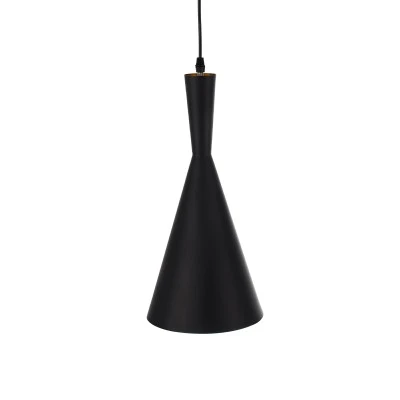 GloboStar® SHANGHAI 01025-C Μοντέρνο Κρεμαστό Φωτιστικό Καμπάνα Μονόφωτο 1 x E27 IP20 Μαύρο & Χρυσό Μέταλλο - Μ19 x Π19 x Υ38cm