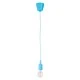 GloboStar® CABLITO 61559 Μοντέρνο Κρεμαστό Φωτιστικό Οροφής Μονόφωτο 1 x E27 Γαλάζιο Σιλικόνης Ανάρτηση με Υφασμάτινο Καλώδιο Φ4 x Υ110cm
