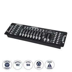  Κονσόλα φωτισμού 192 καναλιών DMX AC 100-240V  IP20 με διάσταση Μ48xΠ13.5xΥ7cm